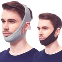 Chin Strap for Cpap Users, 2 Pack Black & Grey Comfortable Mesh Anti Snoring Chin Straps for Men Women, Upgraded Adjustable Cpap Chin Strap to Keep Mouth Closed While Sleeping(2 Pack), Medium