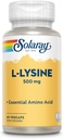 SOLARAY L Lysine 500 mg Capsules - Free-Form Essential Amino Acids Supplement - Powerful Wellness Support with L-Lysine Amino Acid - Lab Verified, 60-Day Guarantee, 60 Servings, 60 VegCaps