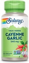 SOLARAY Cayenne Garlic 540 mg - Cayenne Pepper and Garlic Supplements with Capsaicin - Supplying 40,000 Heat Units - Non-GMO Project Verified, Vegan, 60-Day Guarantee - 100 Servings, 100 VegCaps