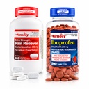 TIME-Cap Labs Pain Relief Bundle, Ibuprofen 200 mg Coated Tablets and Extra Strength Acetaminophen 500 mg Caplets, 500 Count Each