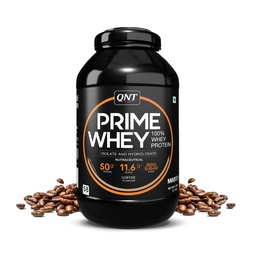 QNT Prime Whey Protein Powder | Coffee, 2 Kg | Triple Blend of Whey Isolate, Concentrate & Hydrolysate | 25g Protein, 5.8g BCAA per Scoop | Best Whey Protein Powder for Men & Women