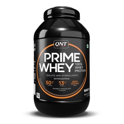 QNT Prime Whey Protein Powder | Double Chocolate, 2 Kg | Triple Blend of Whey Isolate, Concentrate & Hydrolysate | 25g Protein, 5.65g BCAA per Scoop | Best Whey Protein Powder for Men & Women