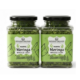 Indiana Organic Moringa Whole Leaves Dry Leaf, Dried Drumstick Tree Leaves, Natural Super-Food – For Making Herbal Tea, Smoothies, Soups - 35 Gram (Pack of 2)