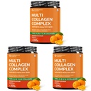 Carbamide Forte Multi Collagen Supplements for Women & Men | Multi Collagen powder with All 5 Types of Peptides Included - TYPE I, II, III, V, X | Orange Flavour - 200g (Pack of 3)