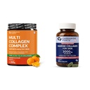 Carbamide Forte Hydrolyzed Multi Collagen 5x Powder Orange Flavor - 200g & Hydrolyzed Marine Collagen Supplements Type 1-90 Tablets