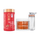 Nutriburst Japanese Marine Collagen Powder orange + Biotin Gummies for Healthy Hair, Skin and Nails | Combo for Men and Women