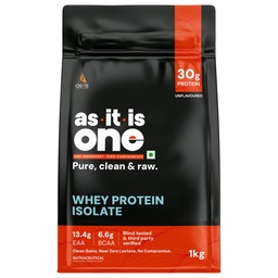 AS-IT-IS ONE Whey Protein Isolate - 1kg Unflavoured, 30g Protein per Serve. No Amino Spiking