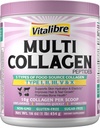 Multi Collagen Peptides Powder Type I II III V X, Hydrolyzed Collagen Protein for Women and Men, Skin, Hair, Nails, Unflavored, Non-GMO, Keto & GF, Zero Sugar, 45 Servings, 16oz