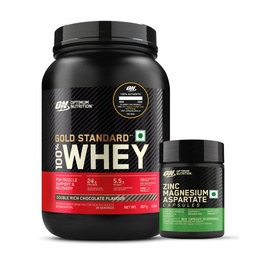 Optimum Nutrition (ON) Zinc Magnesium Aspartate (ZMA) - 60 Capsules and On Gold Standard 100% Whey -2 lbs (Double Rich Chocolate)