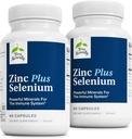 Terry Naturally Zinc Plus Selenium - Immune & Respiratory Health Supplement - Mineral Supplement with Zinc Bisglycinate Chelate - Formula with Selenium for Cellular Health Support - 60 Capsules