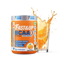 FAST&UP BCAA Orange Flavour Advanced BCAA Supplement with Glutamine, Citrulline, L-Arginine & Taurine - Pre/Post Workout & Intra Workout Supplement Powder for Adults(450gm, 30 Servings)