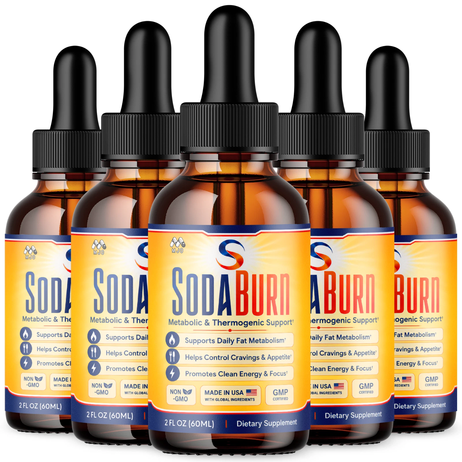 (5 Pack) Sodaburn Drops Advanced Weight Management Formula Soda Burn 150 Serving