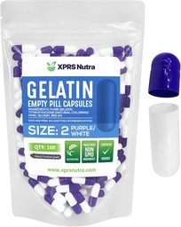 XPRSのNutraのサイズ2の空のカプセル- 100の計算の空のゼラチンのカプセル-Pills DIYのカプセルの詰物-Do-It-Yourselfの補足のための純粋な牛の丸薬のゲルの帽子(紫/白)