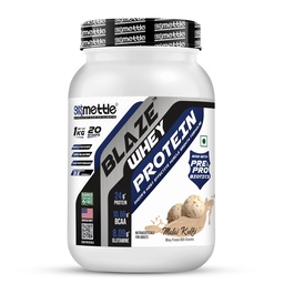 Getmymettle Blaze Whey Protein 1kg Malai Kulfi : Build Muscle & Recover Faster with 24g Protein, 10.66g BCAA & 8.09g Glutamine, Proteolytic Enzymes