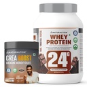 Naturaltein Whey Protein 1kg Max Chocolate + Creatine Monohydrate Unflavoured 250g (83 Servings) | Protein Powder for Muscle Gain, Strength, Recovery & Performance Combo