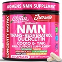 Clean Nutra NMN Supplement for Women CoQ10 Resveratrol Quercetin Spermidine TMG Complex — Juvanix Anti Aging Vitamins for Women NAD+ Support Radiance Formula, Made in the USA — 60 Vegetarian Capsules