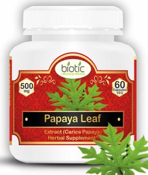 Biotic Natural Papaya Leaf Extract for Platelets - Carica Papaya Capsules Extract 500mg - 60 Veg Capsule
