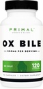 Primal Ox Bile (120 カプセル, 500 MG/サービング) - Gluten-Free, Non-GMO, サードパーティーテスト済み