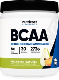Nutricost BCAAパウダー2:1(ピーチピア、30サービング) - 分岐させたチェーンアミノ酸