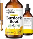 Wild & Organic Burdock Root Tincture - Liquid Supplement for Antioxidant, Detox, Digestive Support - Burdock Root Herb Drops - Vegan, Sugar & Alcohol-Free - 4 fl oz