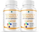 1 Body Vitamin B Complex Twin Pack – 5-MTHF Folate with B1, B2, B5, B6, Methyl B12, Niacin, Biotin – 60 Capsules Each