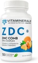 Vitaminerals® Z D C, Zinc Complex 50mg | Vitamin D3 250mcg | Vitamin C 500mg | Ginger | Lysine | Turmeric | Vegetarian Capsules| 120 Servings