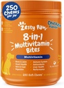 Zesty Paws Dog Multivitamin, Chewable Dog Vitamins and Supplements for Hip & Joints, Skin & Coat, Omega 3 Fish Oil for Dogs- Senior & Puppy Multivitamin - Chicken- 250ct
