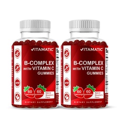 VitamaticビタミンBコンプレックスビタミンC&イノシトール - ナチュラルストロベリー味 - 60グミ (2本入)