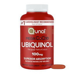 QunolメガUbiquinol CoQ10 100mg、優秀な吸収、特許を取られた水および脂肪溶性の自然な補足の形態のCoenzyme Q10、中心の健康、120のSoftgelsの計算のための酸化防止