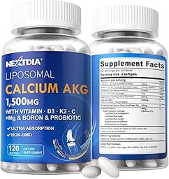 女性及び人のためのビタミンD3及びK2のパックのLiposomalカルシウムAKGの補足1500mg、マグネシウムのGlycinate、ほう素、骨の強さ及びエネルギー、240のSoftgelsのためのプロバイオティクス及びビタミンCとのカルシウム補足