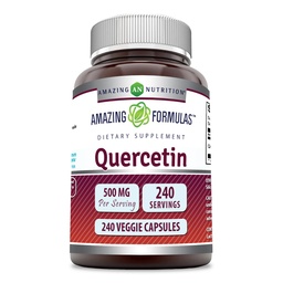 アメイジングフォーミュラ ケルセチン 500mg ベジギーカプセルサプリメント | 非GMO | グルテンフリー | 全身の健康と健康をサポート(240カウント)