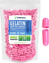 XPRSのNutraのサイズ0の空のカプセル- 500の計算の空のゼラチンのカプセル-DIYのカプセルの詰物のための丸薬-D-It-Yourselfの補足のための純粋な牛の丸薬のゲルの帽子(ピンク)