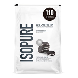 Isopure Zero Carb 100%の純粋な乳白色の隔離蛋白質の粉、Lactoseはビタミン、クッキー及びクリームと、サービングごとの25g蛋白質、7.5のLbs、110のサービング(包装の5月Vary)放します