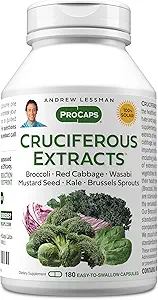 ANDREW LESSMAN Cruciferous抽出物 180 カプセル - ブロッコリー、レッドキャベツ、マスタードシード、ワサビ、ブリュッセルSprouts、カレ抽出物、添加物なしの高レベル