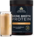 Ancient Nutrition Grass Fed, Cage Free, Bone Broth Protein Powder, 20g Protein, Hydrolyzed Collagen Peptides, Keto & Paleo Friendly, Supports Joint & Gut Health, Turmeric, 20 Servings