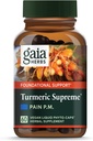 Gaia Herbs Turmeric Supreme Discomfort P.M. - Helps Provide Nighttime Comfort to Support More Restful Sleep - with Tumeric Curcumin, Kava, Valerian, Feverfew - 60 Liquid Phyto-Capsules(30-Day Supply)