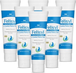 猫のためのL-Lysineゲル(5oz) - 免疫、呼吸器、眼の健康をサポートします。 Eases Sneezing、Rony Nose、およびWatery Eyes。 Tasty Salmon Flavor - アメリカ製(6パック)