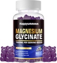 Magnesium Glycinate Gummies 1000mg - Sugar Free Magnesium Potassium Supplement with Vitamin D, B6, CoQ10 for Calm Mood & Sleep Support - 60 Blueberry Gummies