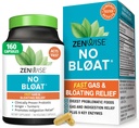 Zenwise Health No Bloat Digestive Enzymes for Gut Health, Gas & Bloating Relief - Multi Enzymes Digestion Supplement with Probiotics, Ginger, Turmeric Dandelion & Lactase - Men & Women - 160 Count