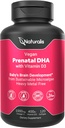 Naturalis Vegan Prenatal with Full Specrum Omega-3 | Algae DHA, EPA, DPA, Vitamin D3 & Active Folic L 5-MTHF | Vegan Society Certified, Sustainably Sourced, Non-GMO & Soy Free | 120 Veggie Softgels