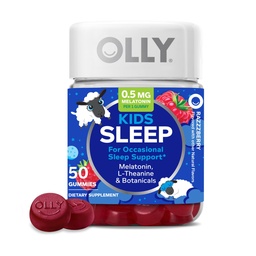 OLLYキッズスリープガミー、時事睡眠サポート、* 0.5mgメラトニン、L-テアニン、ラズベリー風味、50または25日の供給 - 50カウント