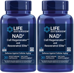 ライフエクステンション NAD+ 細胞の再生装置およびレスベラトロールのエリート、NIAGENのニコチンアミドのriboside、トランスレスベラトロール、ケルセチン、Fisetin、長寿、エネルギーおよび酸化ストレスのための、30のベジタリアンのカプセル
