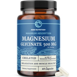 マグネシウムのグリシナート500mg | 高吸収のためにキレート | 筋肉の弛緩、骨、心、神経、睡眠及び女性及び人のためのカルム サポート | マグネシウムのキレートの補足及びビスグリシンの複合体 | 60ct