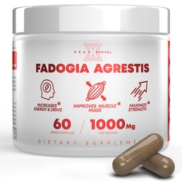 Fadogia Agrestis 1000mg/サービングサプリメント - エネルギー、アスレチックパフォーマンス、マッスルマスを増加させる強力な抽出物 - サプリメント、米国製(60カプセル)
