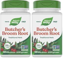 Nature's Way Butcher's Broom Root、伝統的な脚静脈サポート*、100ビーガンカプセル(パッケージ2)