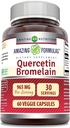 Amazing Nutrition Quercetin 800 Mg with Bromelain 165 Mg Veggie Capsules Supplement | Non-GMO | Gluten Free | Made in USA | Suitable for Vegetarians (60)