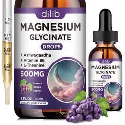 マグネシウムのGlycinateの液体はビタミンB6、Ashwagandha、L - Theanine、Chamomile、マグネシウムのGlycinateの補足の睡眠、圧力、エネルギー、気分のための高い吸収を低下させます-ブドウの味、2 FL.OZ