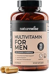 NatureWise男性のためのマルチビタミン - 毎日の男性サポート - エネルギー、パフォーマンス、免疫のためのミネラル&ハーブ - ビタミンA、C、D、Bコンプレックス - 大豆&グルテンフリー、非GMO - 180カプセル[3ヶ月の供給]