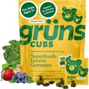 Gruns Kids Vitamins, Super Greens Gummies, Sugar-Free Superfood Gummy Bears With Spirulina, Chlorella, Prebiotics Fiber for Digestive Health, Adaptogens Supplement, 20 Vitamins & Minerals, 28 day Pack