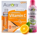 Aurora Nutrascience Mega Liposomal Vitamin C 32 パック + ビタミン D3 / K2 ボトル バンドル - 免疫サポートと認知健康のためのサプリメント - 32 各サービング